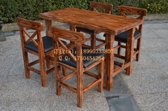 爆款超值促销厂家直销现货实木酒吧桌椅套件碳化防腐复古凳