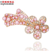 Smiling Korean version of the plum flower Pearl hairpin clip headgear top new Korea cross hairpin hair accessories clips side clips