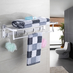 太空铝毛巾架 折叠活动浴巾架 卫生间置物架 双层毛巾架浴室挂件