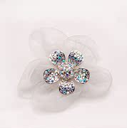 Smiling Korean fabric brooch Crystal rhinestone women high corsage pin clasp Korea jewelry 349392