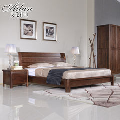 艾伦往事中式实木床特价黑胡桃1.8米1.5米实木双人床实木家具072