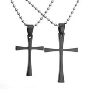 Simple all black wing force men cross pendant necklace couples of men and women accessories Korean fashion