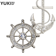 YUKI brooch pin Crystal men host suit as needle women sweater anchor rudder hipster couple brooch