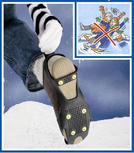 德国进口外穿带钉冰面防滑鞋套 全脚掌冰地鞋套 冰雪防滑鞋套