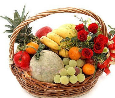 延吉城区内免费送货上门 延吉鲜花水果红酒花篮 延吉水果花篮