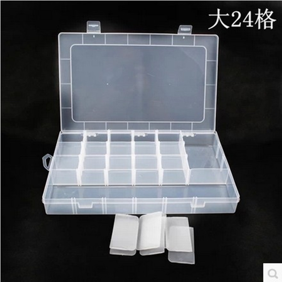 大号24格透明塑料收纳盒化妆品首饰盒针线盒配件积木展示盒 透明