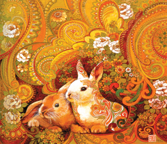Sim木质500片拼图 十二生肖系列之兔 生日礼物 精美礼物 包邮