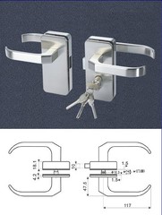 带把手玻璃门锁 双门玻璃防盗锁 双把手玻璃锁 玻璃执手锁