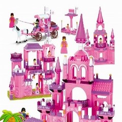 正版沃马积木J5739A女孩益智拼装玩具 7合1城堡房屋 梦幻公主城堡