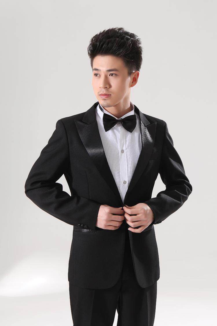 新款四件套 新郎黑色男士礼服 结婚西服西装主持演出影楼5099hei