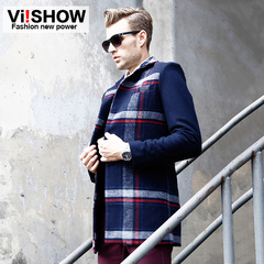 Viishow2014 new style wool coat men trench coat jacket long slim coats of England boys null