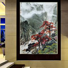 涂图木个性壁画国画山水新中式玄关沙发背景书房壁纸墙画 装饰画