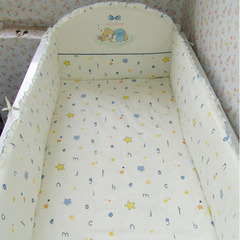 优伴纯棉面料卡通宝宝床上用品套件婴儿床围四面透气可拆洗四件套