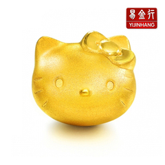 易金行3D硬金999足金KT猫头吊坠手链hello kitty路路通转运珠