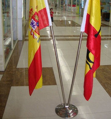 V型双杆不锈钢2米室内旗杆厅旗落地旗座会议旗可配世界外国标志旗