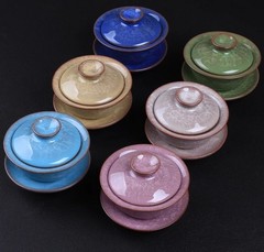 冰裂茶具 陶瓷功夫裂痕三才碗 冰裂釉茶碗 台湾七彩紫砂大号盖碗