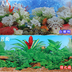 水族箱造景鱼缸背景画 高清壁纸贴纸双面看鱼缸背景图0.8元/10CM