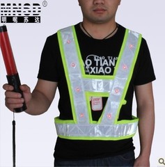 LED反光背心 带灯反光衣 反光马甲 安全警示服 工字V型交通反光服