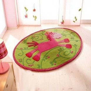 鑫乙达热销款小马手工腈纶可爱圆型地毯 卡通儿童房地毯飘窗地毯产品展示图5