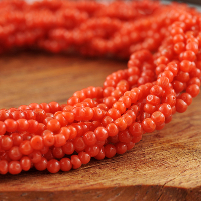 祥瑞天然红珊瑚5935号 名贵沙丁米粒并串项链 周长480mm