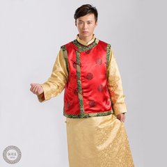 中国风长袍马褂中式婚礼服装桑蚕丝春秋汉服织锦缎复古男相声长衫