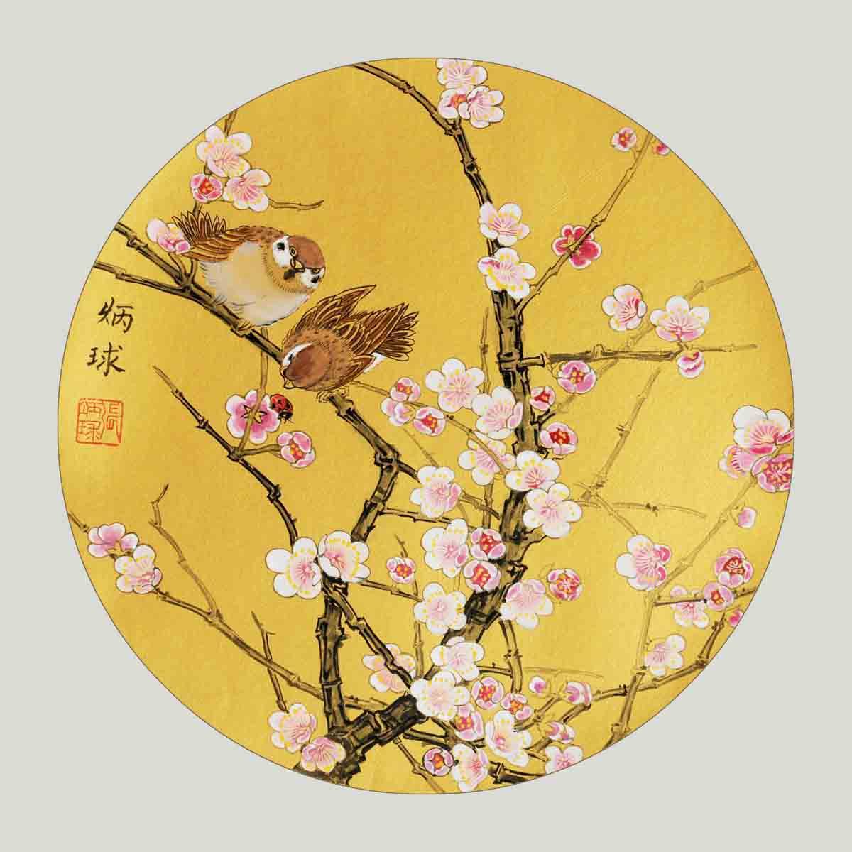 鲜花展板装饰画墙画壁画挂画梅雀jpg副本海报写真