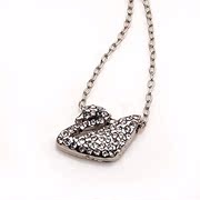 Smiling post sweet Swan rhinestones pendant necklace collar accessory pendant jewelry women pendant jewelry