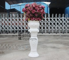 塞纳佳人欧式大型落地花艺套装 罗马柱花瓶绢花假花客厅仿真花