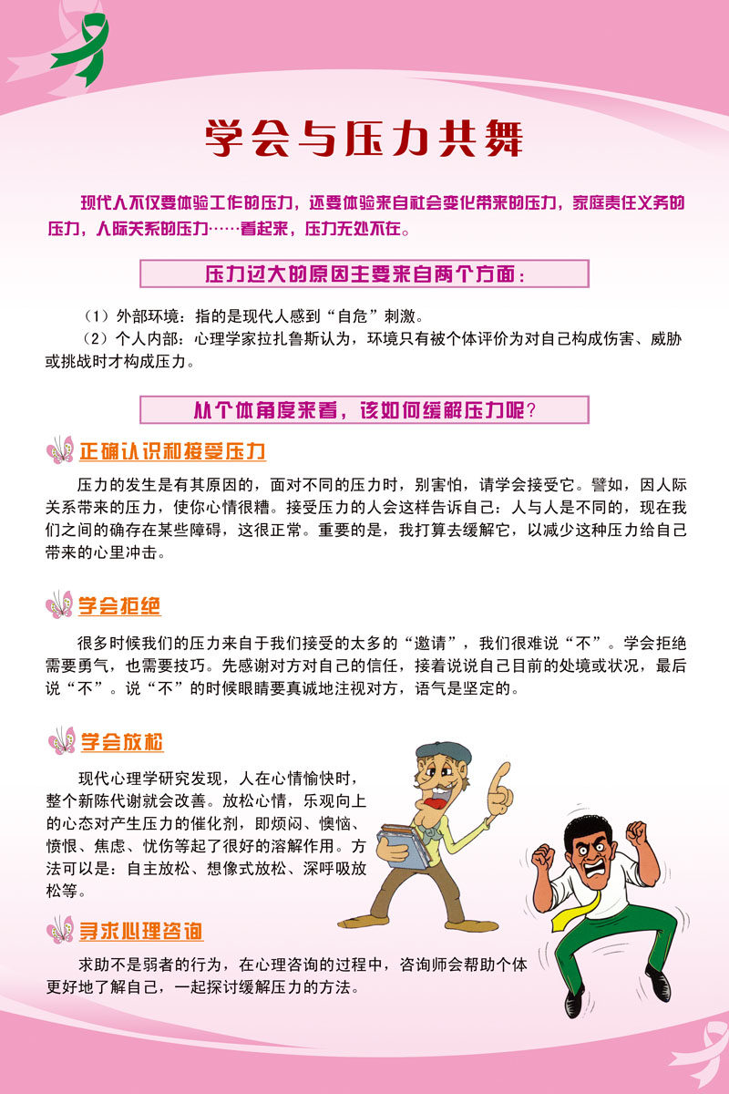 412印制海报展板喷绘写真贴纸100卫生日学会与压力共舞减压知识