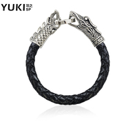 YUKI Dragon domineering leather bracelet fashion jewelry men''s titanium steel cool vintage bracelet jewelry new