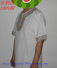 100%纯棉刺绣男女式衬衣新疆品牌民族特色舞台舞蹈演出服夏季促销