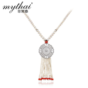 Thai natural Pearl long necklace ethnic exaggerated fashion ladies beautiful high-end jewelry