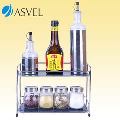 日本ASVEL厨房不锈钢双层置物架调味瓶两层收纳整理架阿司倍鹭