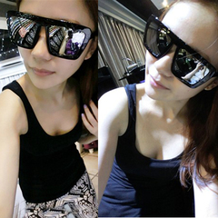 韩版太阳镜男女款复古方框太阳眼镜水银反光大框墨镜潮人黑超眼睛