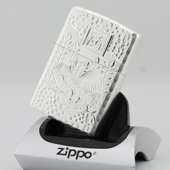 zippo双面手工雕刻打火机 日版韩版深纯铜芝宝生肖鸡