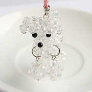 Mobile phone chain Crystal poodle pendant Teddy poodles DIY beaded by hand e-book Kit