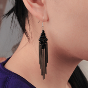 New Korean temperament exaggerated fashion Crystal tassel earrings and long female hand-beading DIY kits