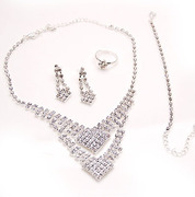 Smiling post rhinestone Stud Earrings jewelry Necklace Bracelet sets wedding bride accessories women