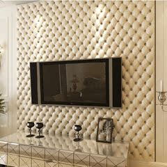 欧式高贵奢华仿皮革软包效果客厅影视墙壁纸PVC加厚3D立体墙纸