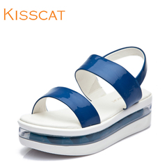 KISSCAT kissing cat 2014 new thick-soled platform shoes Jurchen leather wedge Sandals K44208-01LA