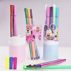 学生开学季礼物正品迪士尼12色水彩笔筒状儿童画笔可水洗安全方便