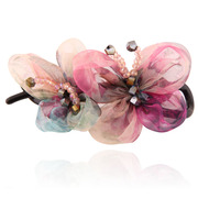 Baojing hair accessories hairpin banana clips Korean lace chiffon ponytail clip flower twist clip female Korean card issuers headwear