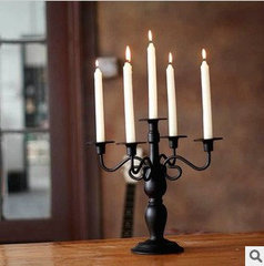 欧式古典宫廷五头铁艺烛台 浪漫婚庆蜡烛台 黑白两色可选烛台