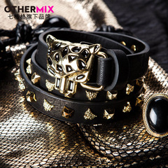 Seven space space OTHERMIX metal rivet Belt Black PU belts women