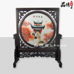 湘绣精品 爱晚亭成品客厅装饰画 纯手工刺绣双面绣纪念品湖南特产