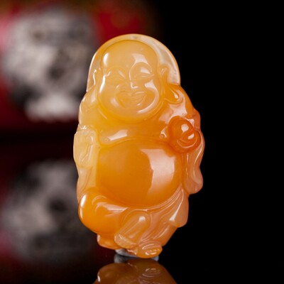 珍藏精品 天然黄龙玉吊坠 佛公8468