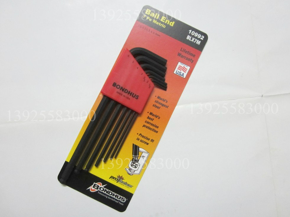 原装正品美国 波顿bondhus 10992 公制圆头内六角匙 1.5-6.0mm