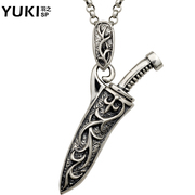 YUKI Thai silver jewelry 925 Silver men''s Necklace pendant clavicular chain tide ornaments personalized knife cool silver jewelry