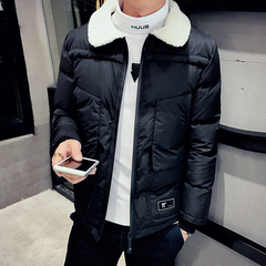 冬季新款男士棉衣外套韩版修身时尚个性翻领棉服外衣青年潮流男装