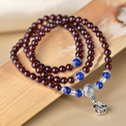 Thai wine red natural Garnet bracelets woman vintage ethnic jewelry 925 silver bracelet girl Korean version of students